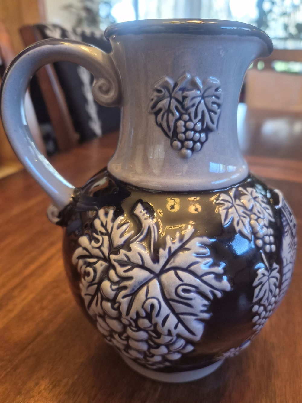 Vintage West German Salt-Glazed Stoneware Wine Gerz-style Jug Stein With Handle